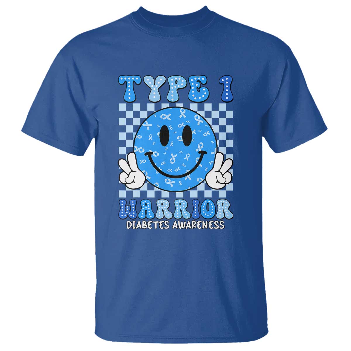 Diabetes Awareness T Shirt Blue Ribbon T1D Warrior Support Squad Retro Groovy TS02 Royal Blue Print Your Wear