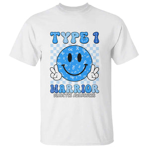 Diabetes Awareness T Shirt Blue Ribbon T1D Warrior Support Squad Retro Groovy TS02 White Print Your Wear