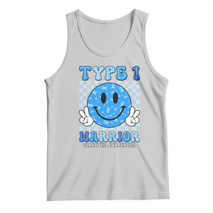 Diabetes Awareness Tank Top Blue Ribbon T1D Warrior Support Squad Retro Groovy TS02 Ash Print Your Wear