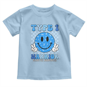 Diabetes Awareness Toddler T Shirt Blue Ribbon T1D Warrior Support Squad Retro Groovy TS02 Light Blue Print Your Wear