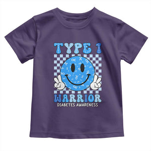 Diabetes Awareness Toddler T Shirt Blue Ribbon T1D Warrior Support Squad Retro Groovy TS02 Purple Print Your Wear