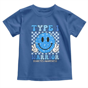 Diabetes Awareness Toddler T Shirt Blue Ribbon T1D Warrior Support Squad Retro Groovy TS02 Royal Blue Print Your Wear