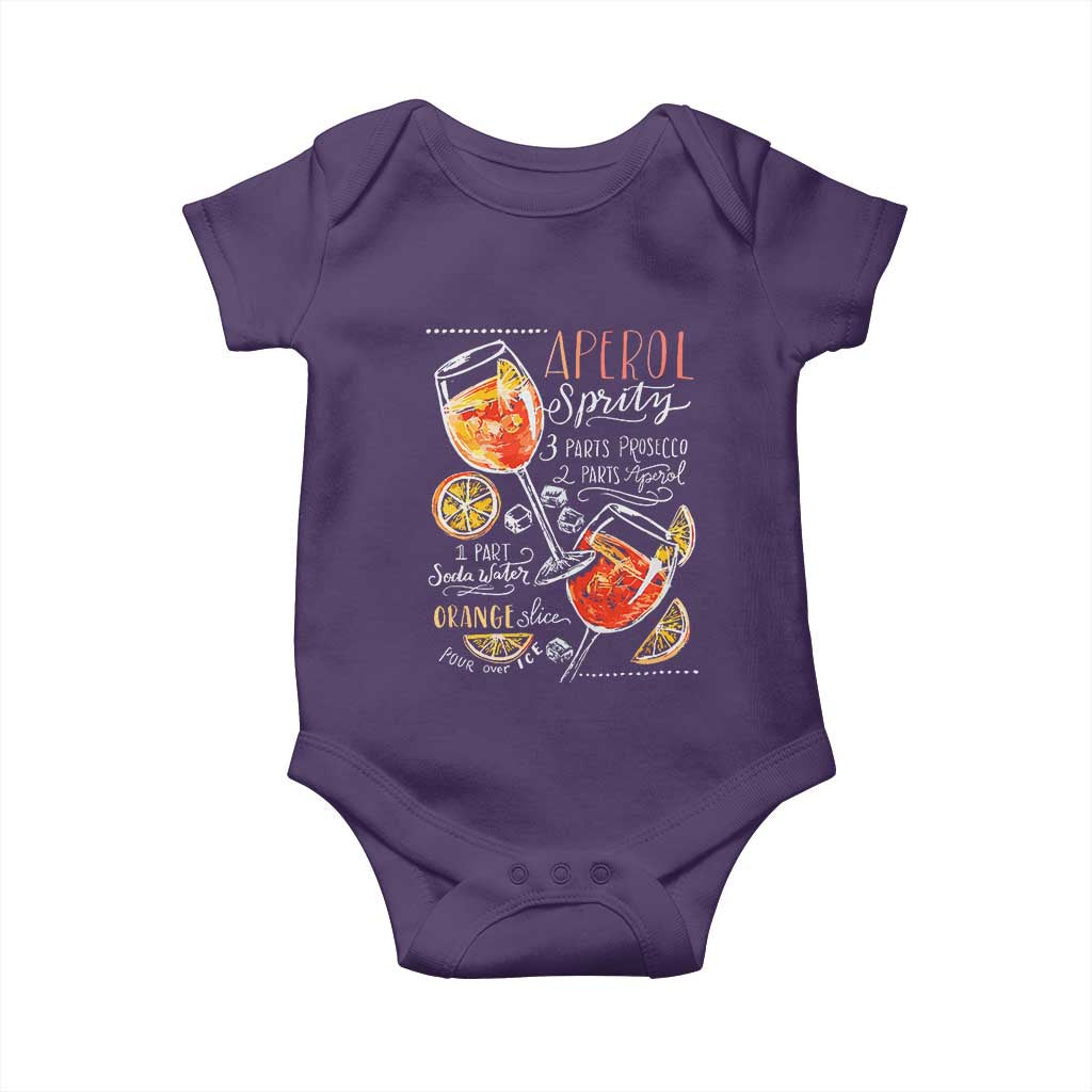 Aperol Spritz Baby Onesie Cocktail Recipe Drinking Lover Gift TS02 Purple Print Your Wear