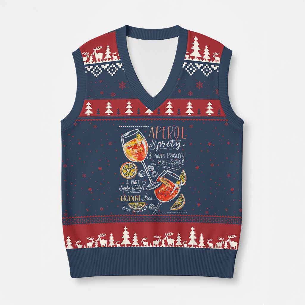 Aperol Spritz V-Neck Knit Sweater Vest Cocktail Recipe Drinking Lover Gift TS02 Navy Red Print Your Wear