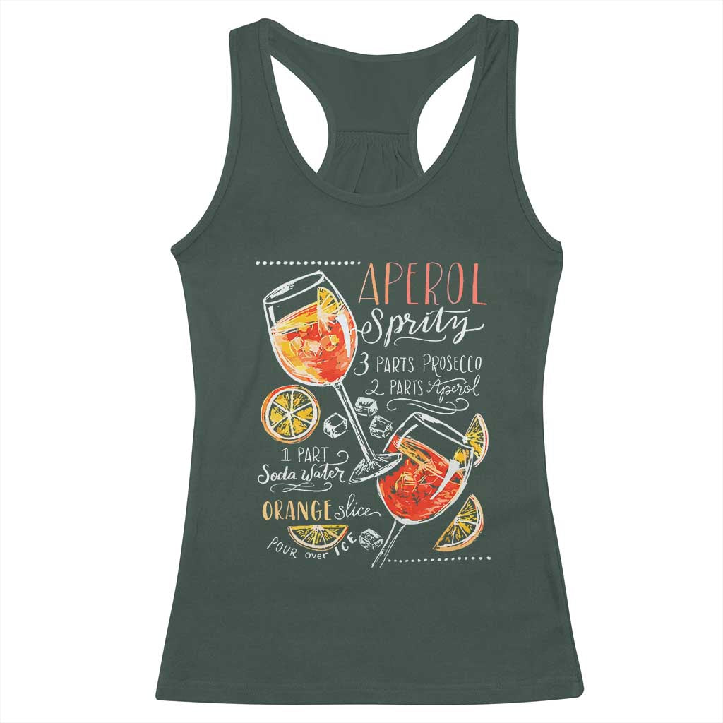 Aperol Spritz Racerback Tank Top Cocktail Recipe Drinking Lover Gift TS02 Dark Forest Green Print Your Wear