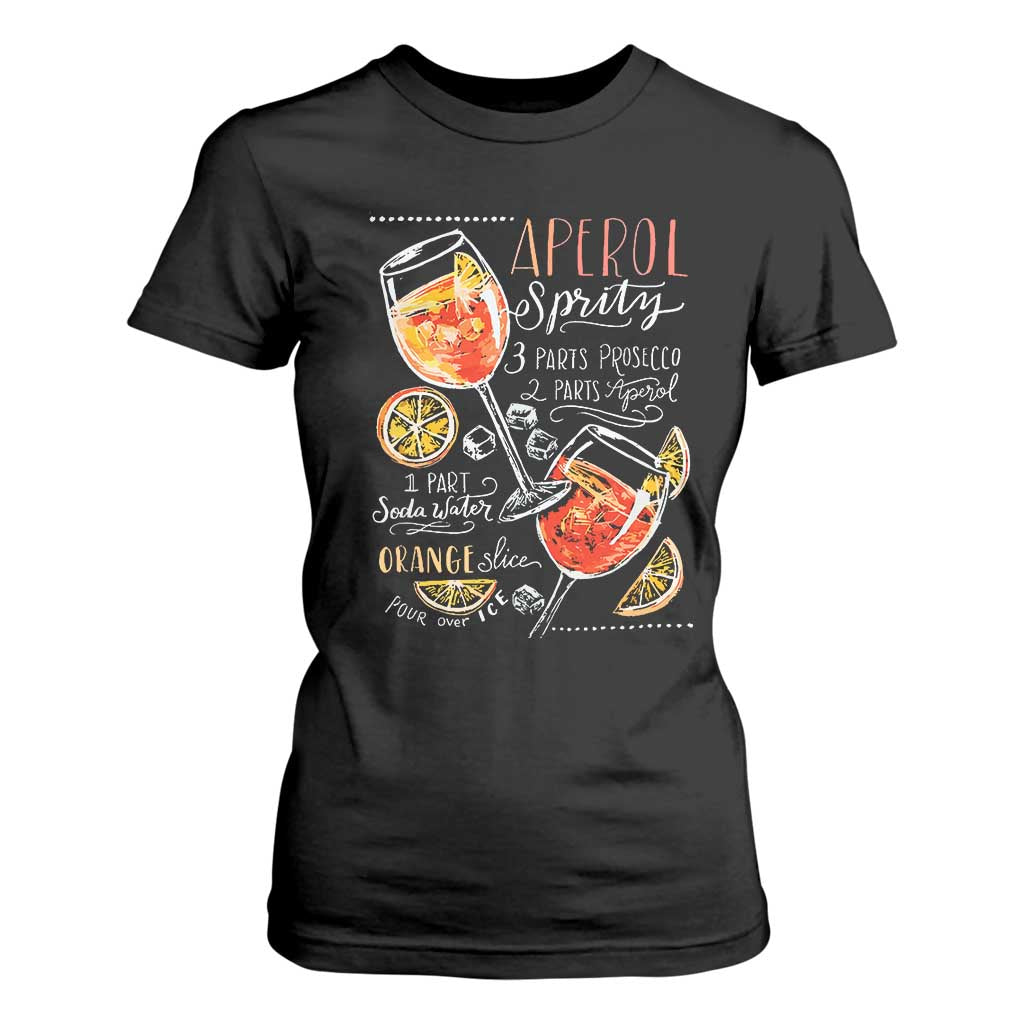 Aperol Spritz T Shirt For Women Cocktail Recipe Drinking Lover Gift TS02 Black Print Your Wear