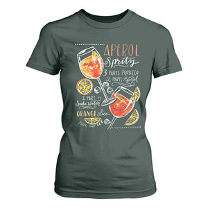 Aperol Spritz T Shirt For Women Cocktail Recipe Drinking Lover Gift TS02 Dark Forest Green Print Your Wear