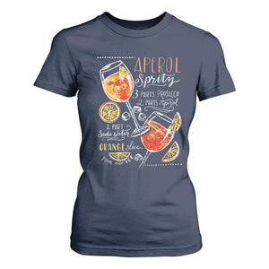 Aperol Spritz T Shirt For Women Cocktail Recipe Drinking Lover Gift TS02 Navy Print Your Wear