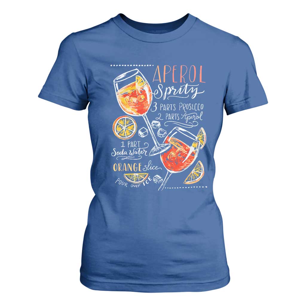 Aperol Spritz T Shirt For Women Cocktail Recipe Drinking Lover Gift TS02 Royal Blue Print Your Wear