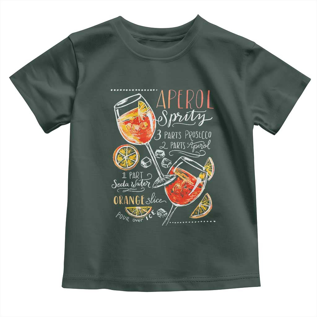 Aperol Spritz Toddler T Shirt Cocktail Recipe Drinking Lover Gift TS02 Dark Forest Green Print Your Wear