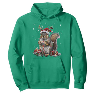 Christmas Squirrel Hoodie Xmas Tree Lights Reindeer Santa Hat Pajamas TS02 Irish Green Print Your Wear