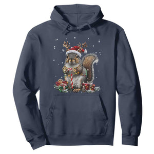 Christmas Squirrel Hoodie Xmas Tree Lights Reindeer Santa Hat Pajamas TS02 Navy Print Your Wear