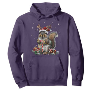 Christmas Squirrel Hoodie Xmas Tree Lights Reindeer Santa Hat Pajamas TS02 Purple Print Your Wear