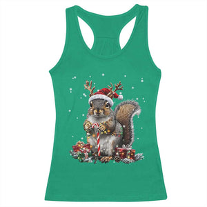 Christmas Squirrel Racerback Tank Top Xmas Tree Lights Reindeer Santa Hat Pajamas TS02 Irish Green Print Your Wear
