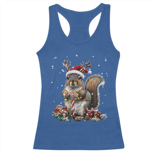 Christmas Squirrel Racerback Tank Top Xmas Tree Lights Reindeer Santa Hat Pajamas TS02 Royal Blue Print Your Wear