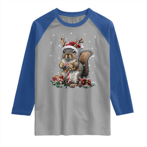 Christmas Squirrel Raglan Shirt Xmas Tree Lights Reindeer Santa Hat Pajamas TS02 Sport Gray Royal Print Your Wear
