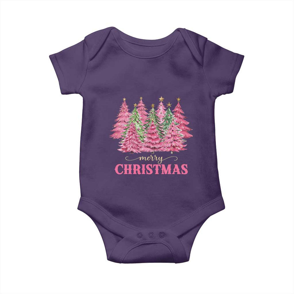 Pink Christmas Tree Farm Baby Onesie Merry Xmas Ornaments Family Holiday Pajamas TS02 Purple Print Your Wear