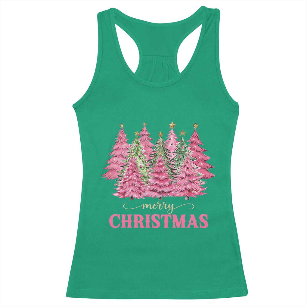 Pink Christmas Tree Farm Racerback Tank Top Merry Xmas Ornaments Family Holiday Pajamas TS02 Irish Green Print Your Wear