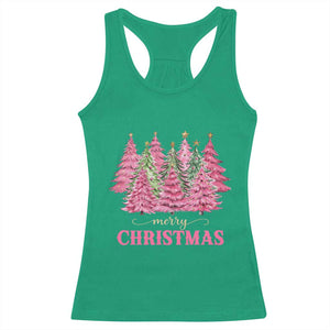Pink Christmas Tree Farm Racerback Tank Top Merry Xmas Ornaments Family Holiday Pajamas TS02 Irish Green Print Your Wear