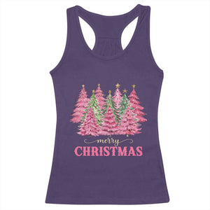 Pink Christmas Tree Farm Racerback Tank Top Merry Xmas Ornaments Family Holiday Pajamas TS02 Purple Print Your Wear