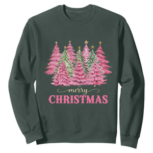 Pink Christmas Tree Farm Sweatshirt Merry Xmas Ornaments Family Holiday Pajamas TS02 Dark Forest Green Print Your Wear