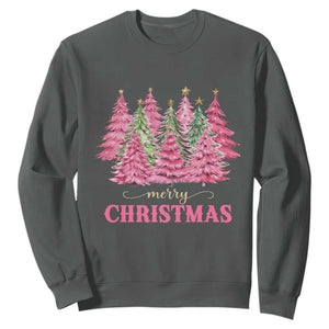Pink Christmas Tree Farm Sweatshirt Merry Xmas Ornaments Family Holiday Pajamas TS02 Dark Heather Print Your Wear