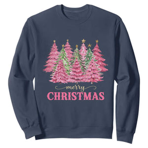 Pink Christmas Tree Farm Sweatshirt Merry Xmas Ornaments Family Holiday Pajamas TS02 Navy Print Your Wear