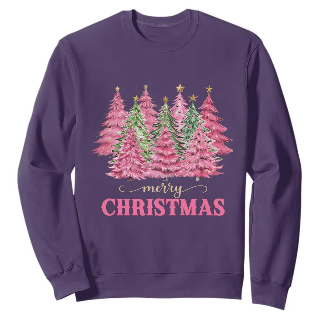 Pink Christmas Tree Farm Sweatshirt Merry Xmas Ornaments Family Holiday Pajamas TS02 Purple Print Your Wear