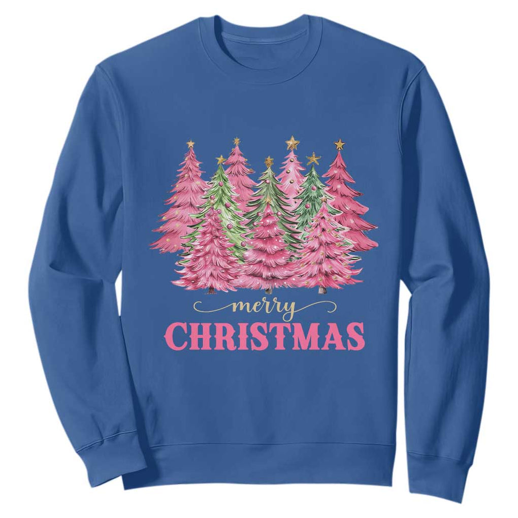 Pink Christmas Tree Farm Sweatshirt Merry Xmas Ornaments Family Holiday Pajamas TS02 Royal Blue Print Your Wear
