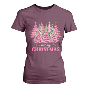 Pink Christmas Tree Farm T Shirt For Women Merry Xmas Ornaments Family Holiday Pajamas TS02 Maroon Print Your Wear