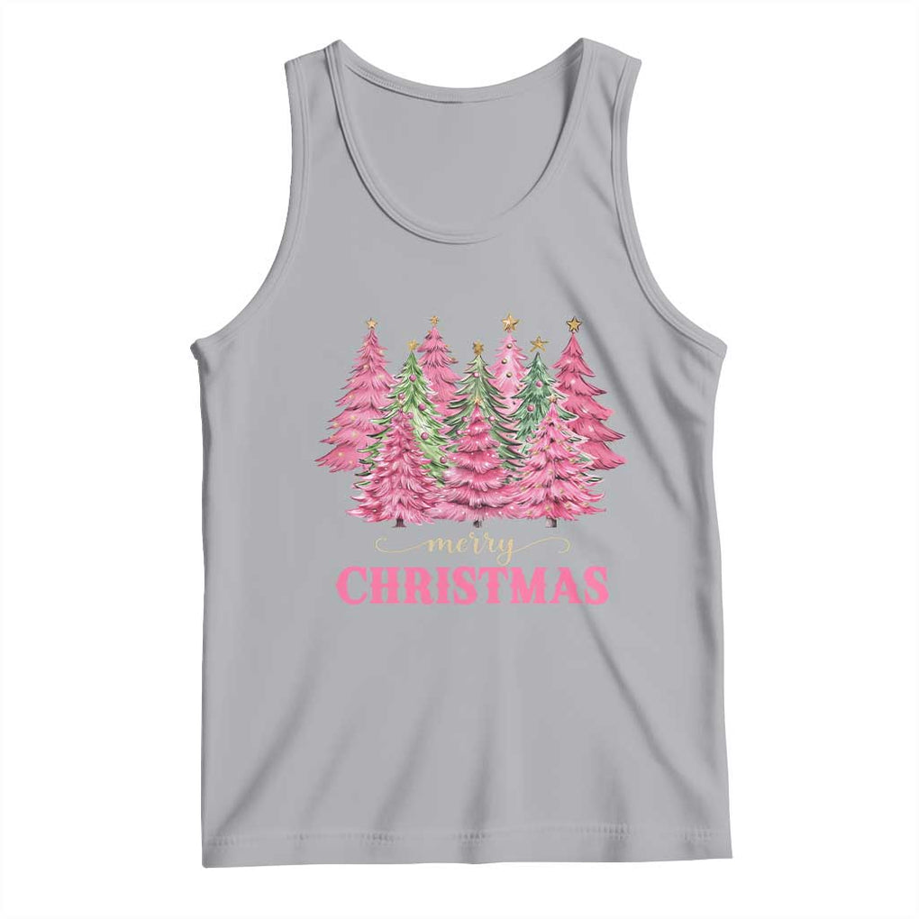 Pink Christmas Tree Farm Tank Top Merry Xmas Ornaments Family Holiday Pajamas TS02 Athletic Heather Print Your Wear
