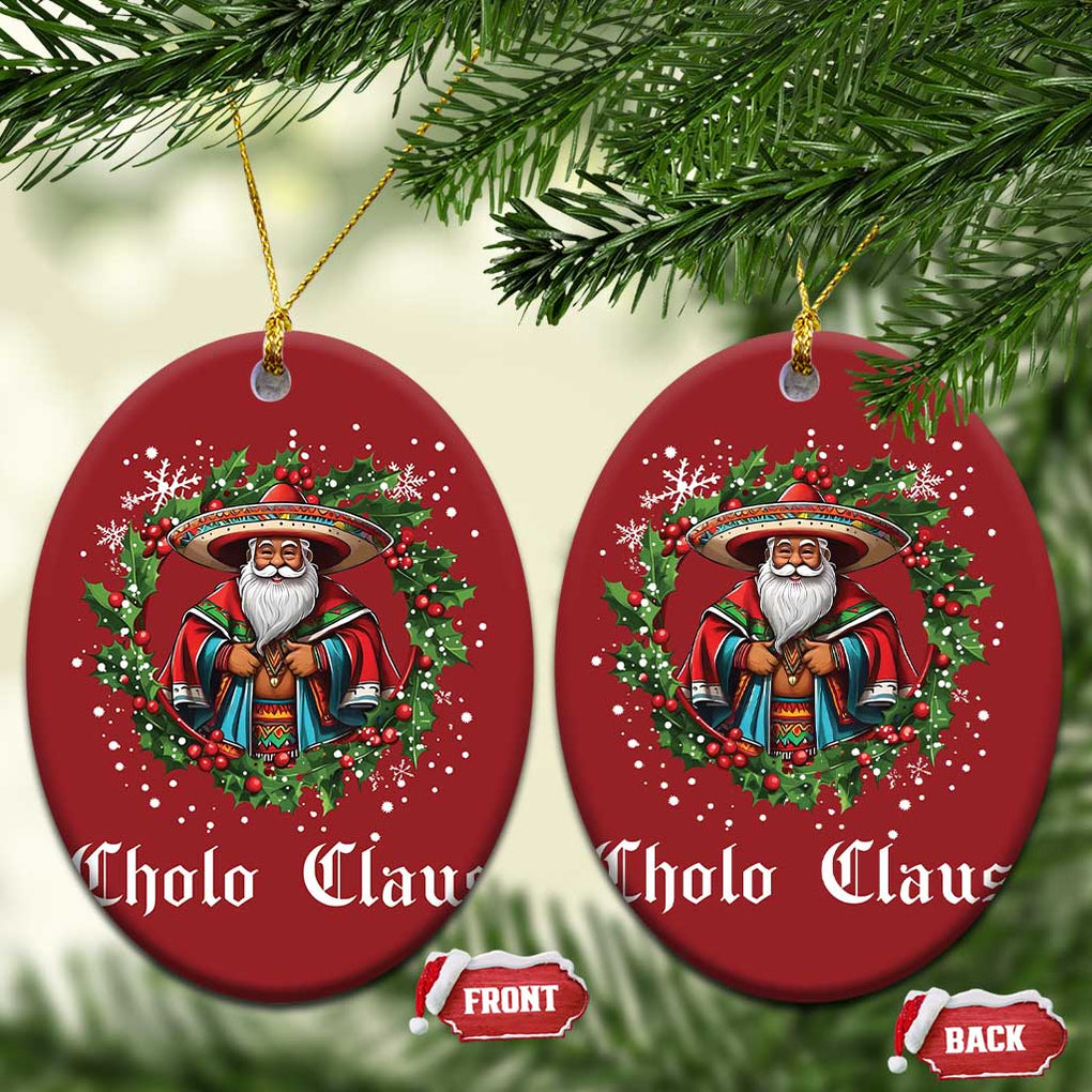 Funny Mexican Santa Christmas Ornament Cholo Claus Christmas in Mexico TS02 Oval Red Print Your Wear