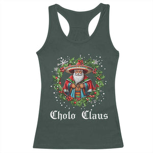 Funny Mexican Santa Racerback Tank Top Cholo Claus Christmas in Mexico TS02 Dark Forest Green Print Your Wear