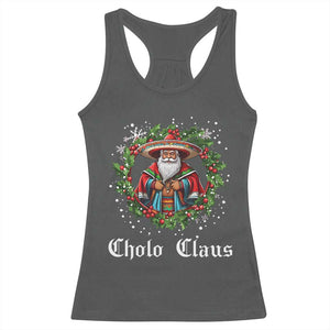 Funny Mexican Santa Racerback Tank Top Cholo Claus Christmas in Mexico TS02 Dark Heather Print Your Wear