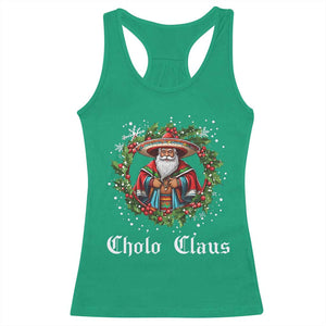 Funny Mexican Santa Racerback Tank Top Cholo Claus Christmas in Mexico TS02 Irish Green Print Your Wear