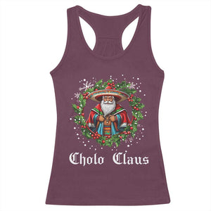 Funny Mexican Santa Racerback Tank Top Cholo Claus Christmas in Mexico TS02 Maroon Print Your Wear