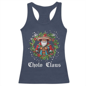 Funny Mexican Santa Racerback Tank Top Cholo Claus Christmas in Mexico TS02 Navy Print Your Wear