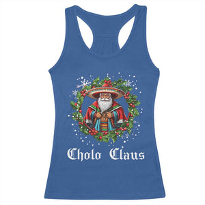 Funny Mexican Santa Racerback Tank Top Cholo Claus Christmas in Mexico TS02 Royal Blue Print Your Wear