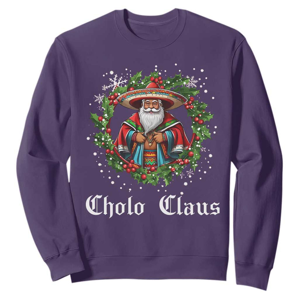 Funny Mexican Santa Sweatshirt Cholo Claus Christmas in Mexico TS02 Purple Print Your Wear
