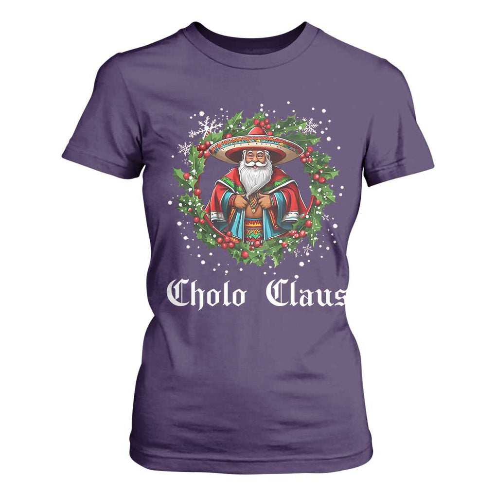 Funny Mexican Santa T Shirt For Women Cholo Claus Christmas in Mexico TS02 Purple Print Your Wear