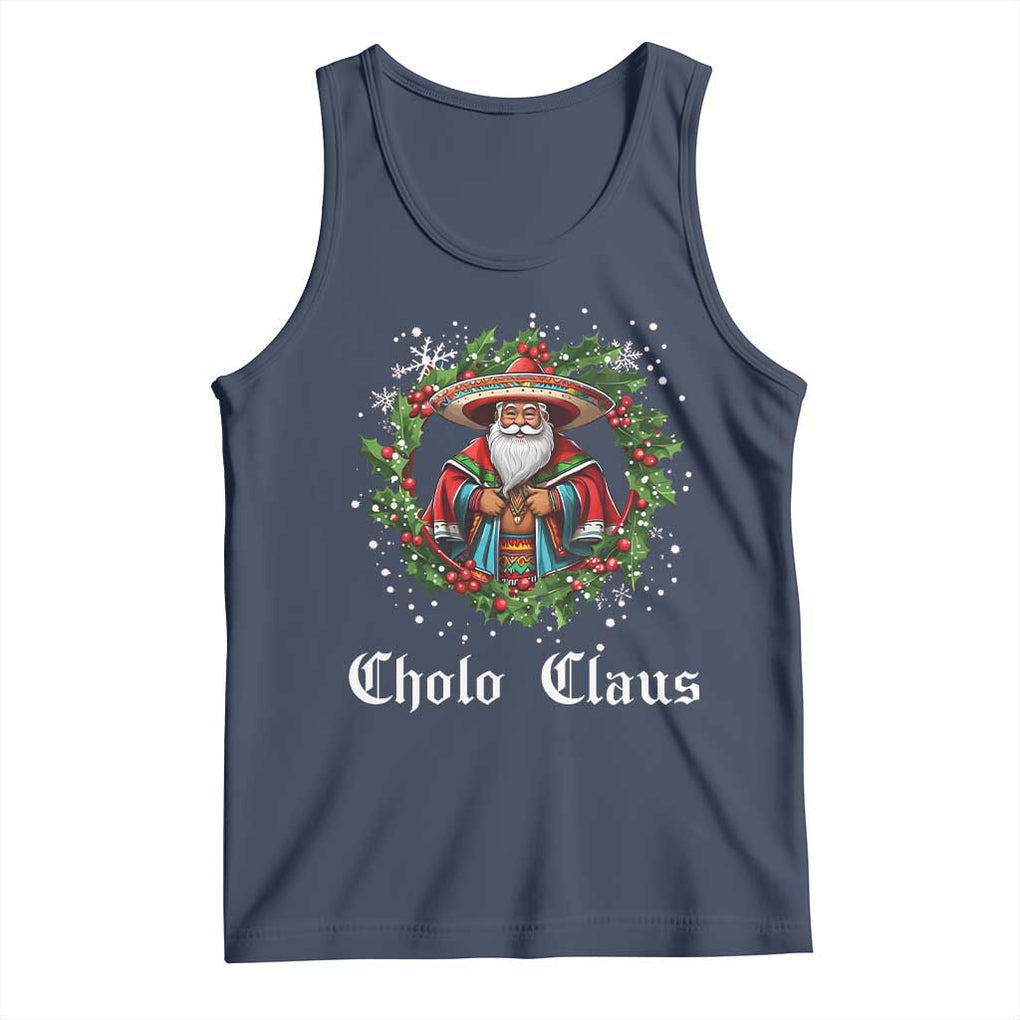 Funny Mexican Santa Tank Top Cholo Claus Christmas in Mexico TS02 Navy Print Your Wear