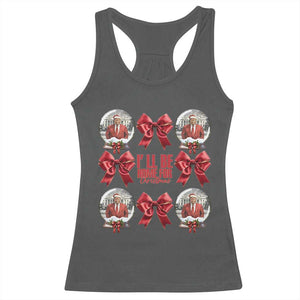 Christmas Trump Coquette Bow Racerback Tank Top I'll Be Home For Christmas 2024 Red Bow Snow Ball TS02 Dark Heather Print Your Wear