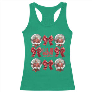 Christmas Trump Coquette Bow Racerback Tank Top I'll Be Home For Christmas 2024 Red Bow Snow Ball TS02 Irish Green Print Your Wear