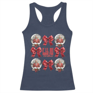 Christmas Trump Coquette Bow Racerback Tank Top I'll Be Home For Christmas 2024 Red Bow Snow Ball TS02 Navy Print Your Wear