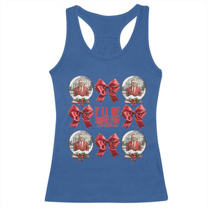 Christmas Trump Coquette Bow Racerback Tank Top I'll Be Home For Christmas 2024 Red Bow Snow Ball TS02 Royal Blue Print Your Wear