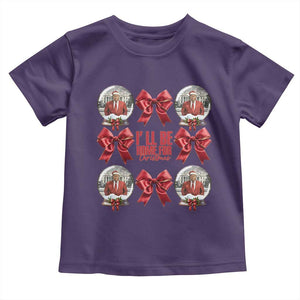 Christmas Trump Coquette Bow Toddler T Shirt I'll Be Home For Christmas 2024 Red Bow Snow Ball TS02 Purple Print Your Wear