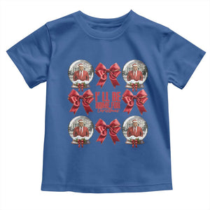 Christmas Trump Coquette Bow Toddler T Shirt I'll Be Home For Christmas 2024 Red Bow Snow Ball TS02 Royal Blue Print Your Wear