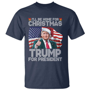 Christmas Trump T Shirt Ill Be Home For Xmas American Flag TS02 Navy Print Your Wear