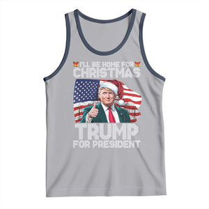 Christmas Trump Tank Top Ill Be Home For Xmas American Flag TS02 Athletic Heather Navy Print Your Wear