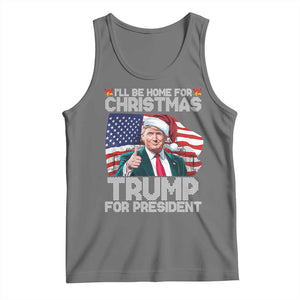 Christmas Trump Tank Top Ill Be Home For Xmas American Flag TS02 Black Heather Print Your Wear